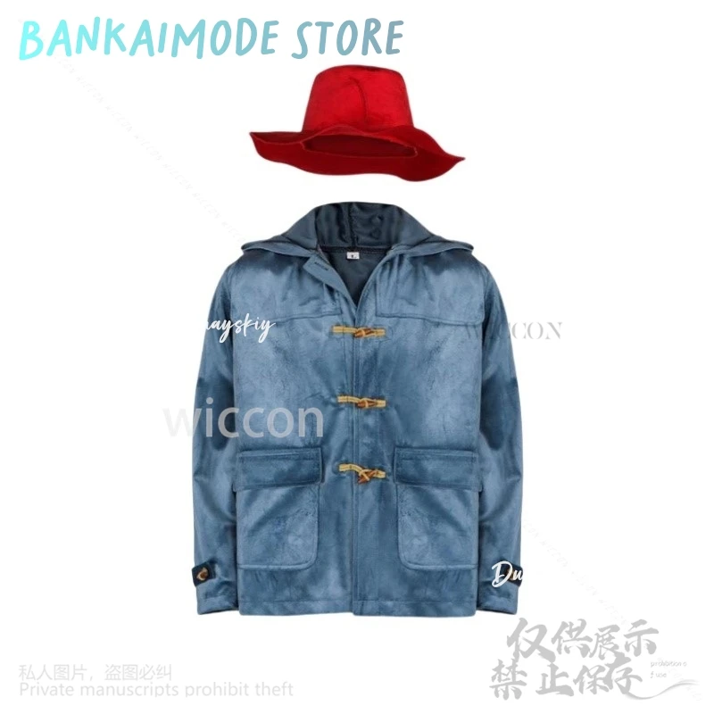 Аниме милый медведь Паддингтон косплей пальто шляпа Doujin одежда товары для фильмов сказочный костюм унисекс костюм S-3XL размер Рождество