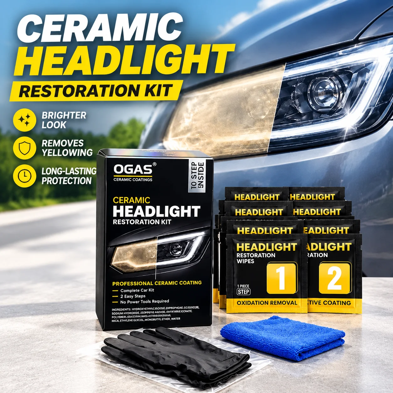 Car Care - Seramik Otomobil Farı Restorasyon Kiti, Otomobil