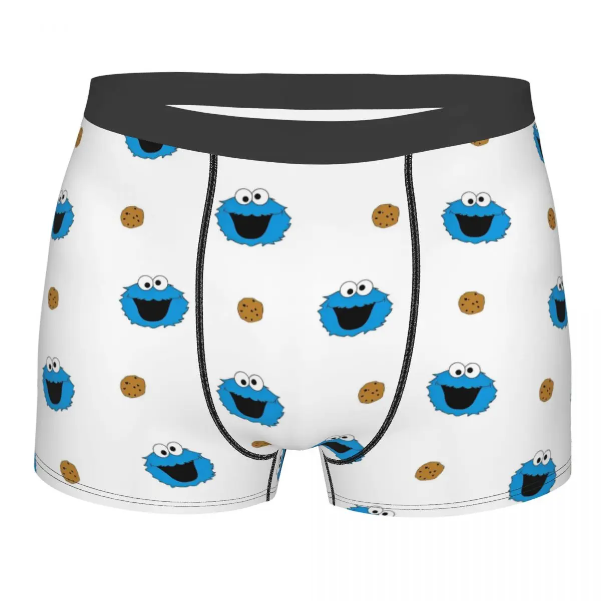 Sesame Street Cookie Monster Men's Underwear Cartoon Anime Boxer Briefs Shorts Panties Humor Breathable Underpants Male S-XXL