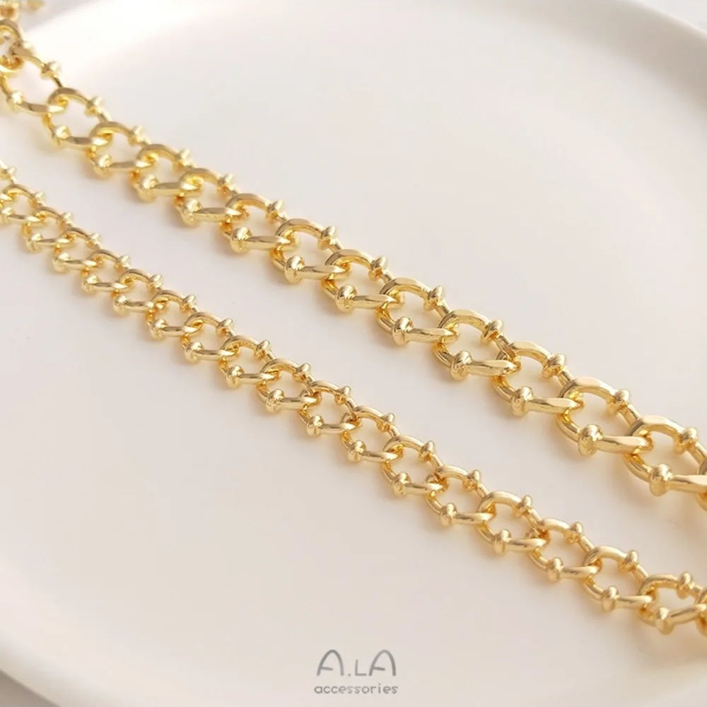 14K الذهب اللون جديد QQ سلسلة الأوروبية والأمريكية الرجعية الخام خام سلسلة سوار ذاتي الصنع قلادة مجوهرات اليدوية سلسلة فضفاضة