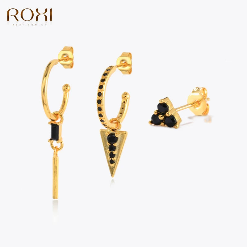 ROXI 3Pcs Colorful Crystal Creative Jewelry Set Earrings for Women Girls Fashion Earrings Ins Piercing Earring Jewelry