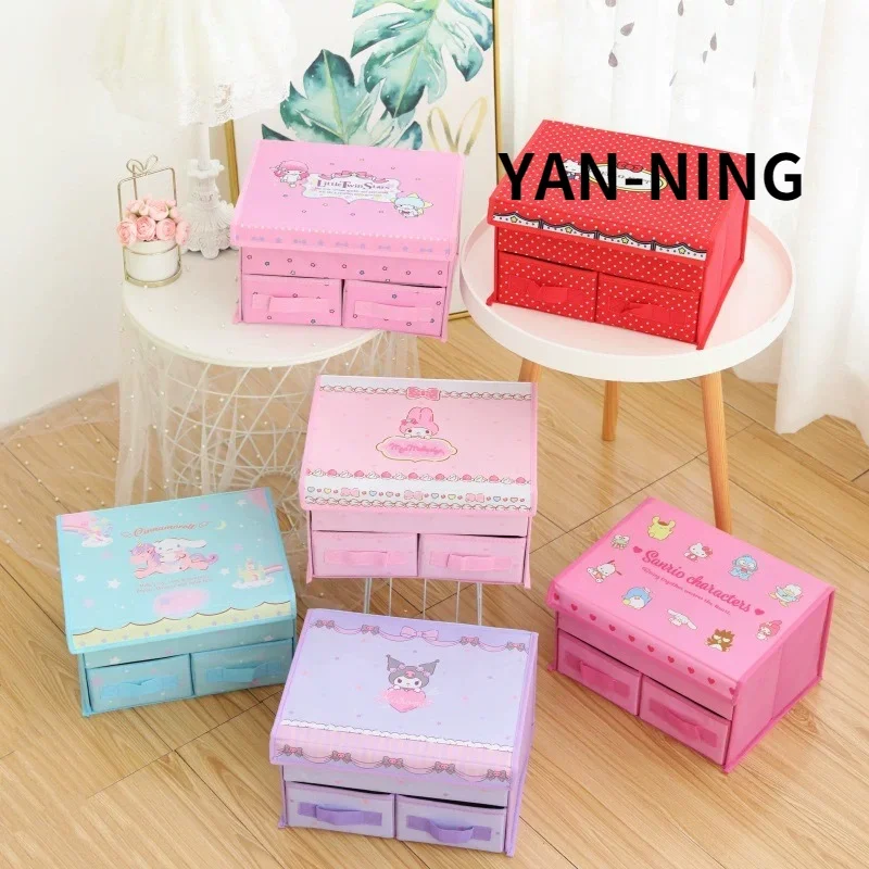 

Household Non-Woven Foldable Drawer Type Storage Box, Double Lattice, Desktop, Cosmetics, Sundries, Storage and Finishing