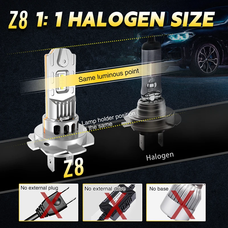 H7/h4 farol bi lâmpadas led para carro canbus 6500k 1500w luzes automáticas de alta potência mini ventilador turbo sem fio automóvel led farol