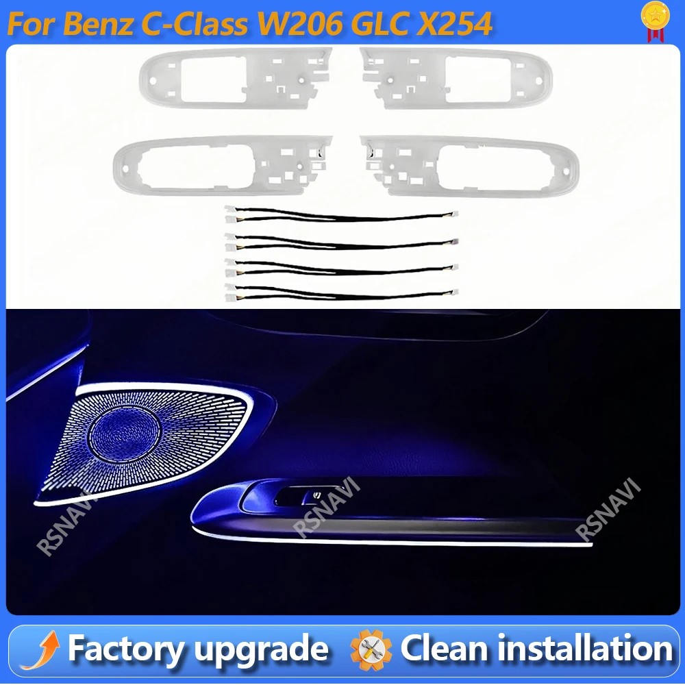 

4 Door Handrail lights Ambient Light For Mercedes Benz C Class W206 GLC Class X254 Armrest Light 64 Color Atmosphere Lamp