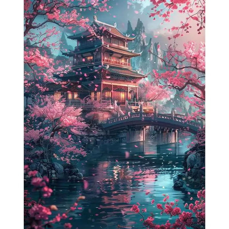 SDOYUNO Courtyard Landsape Picture By Numbers For Adults Drawing Set By Number Handpainted Oil Painting On Canvas Painting Decor