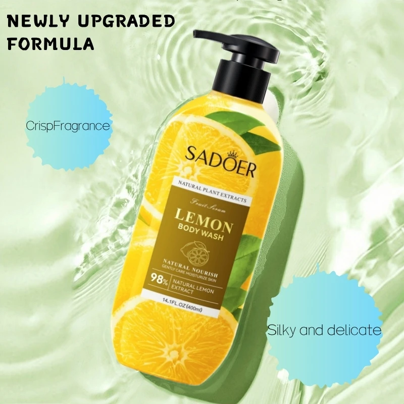 Lemon Shower Gel 400ml, Hypoallergenic, Alcohol-Free, Moisturizing, Nourishing for Skin Care, Refreshing and Oil-Controlling, Suitable for Use All Year Round, Easily Controls Oil and Cleanses Dirt through Rubbing, and Lasts for a Long Time, Emitting a Fresh Fragrance Rich Foam, Leaves Skin Not Feeling Greasy after Washing, Suitable for Dry Skin, Oily Skin, and Other Skin Types, a Must-Have Bath Product for Both Men and Women.