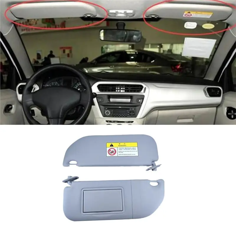 A60E-Car Sun Visor Sunshade Sunvisor With Makeup Mirror For Peugeot 208 301 Citroen C-Elysee C3- Model Codes 98038432DS