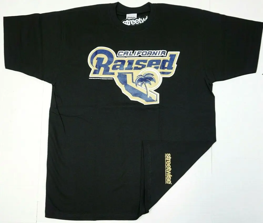 STREETWISE CALI RAISED T-shirt Urban Streetwear Tee Men's Black NWT