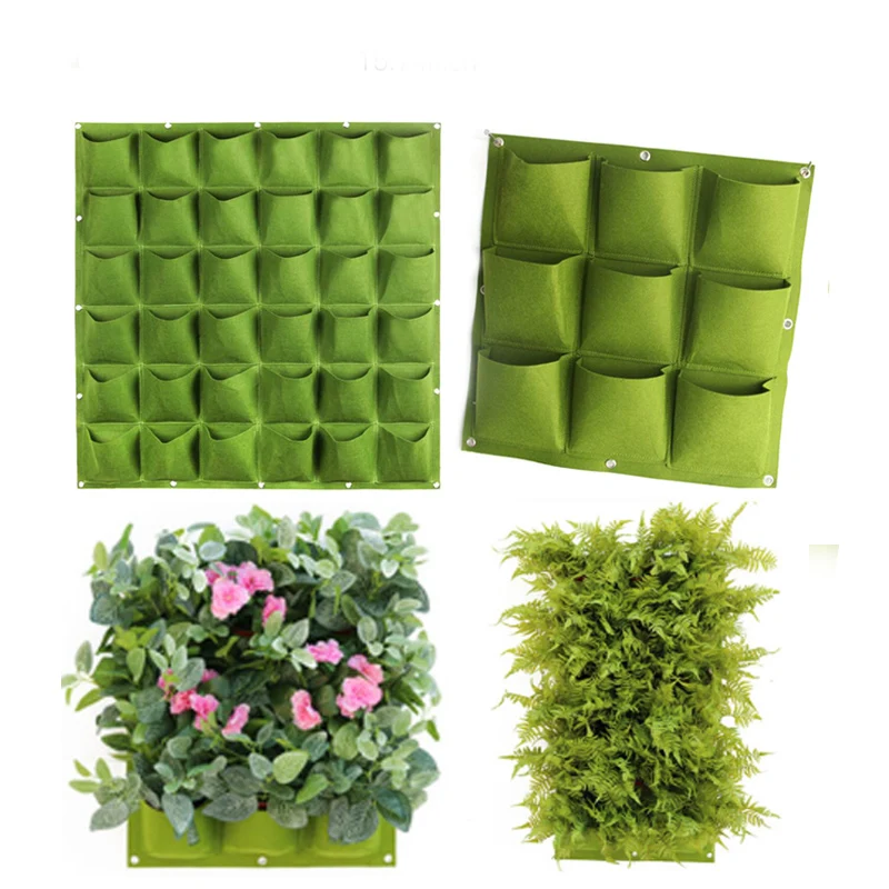 9/12/64 Pockets Green Grow Bags Planter Vertical Garden Vegetable Living Garden Bag Wall Hanging Planter Growing Bags