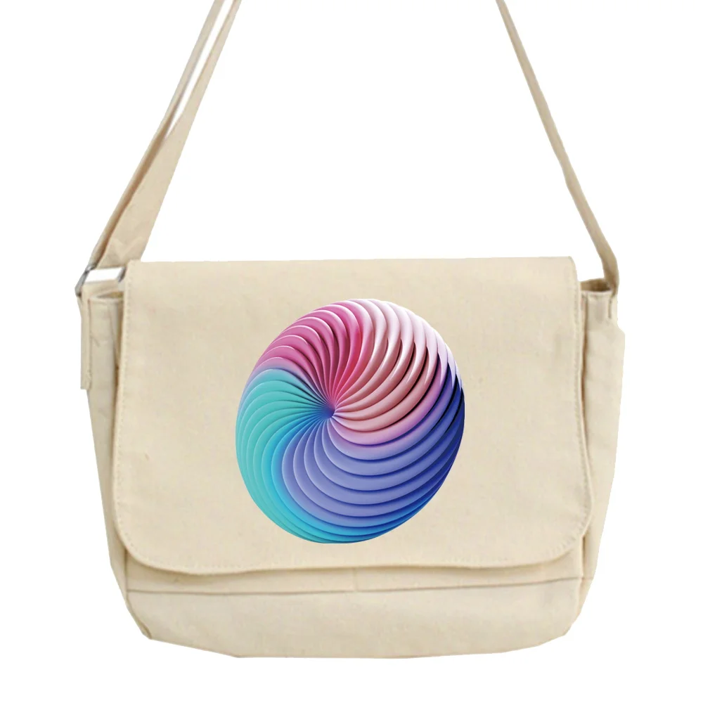 Bolsa de mensajero multifunción japonesa para mujer, bolso de estilo universitario Harajuku, portátil, de un solo hombro, con patrón 3D