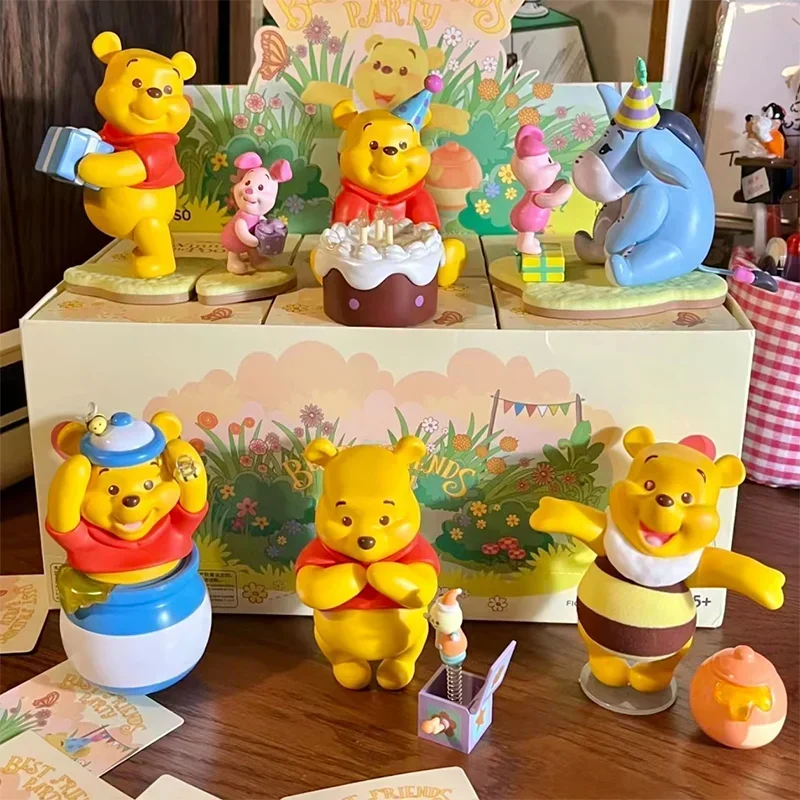 

Disney Anime Figure Winnie the Pooh Best Friends Party Series Desktop Model Collection PVC Room Ornament Children Birthday Gift