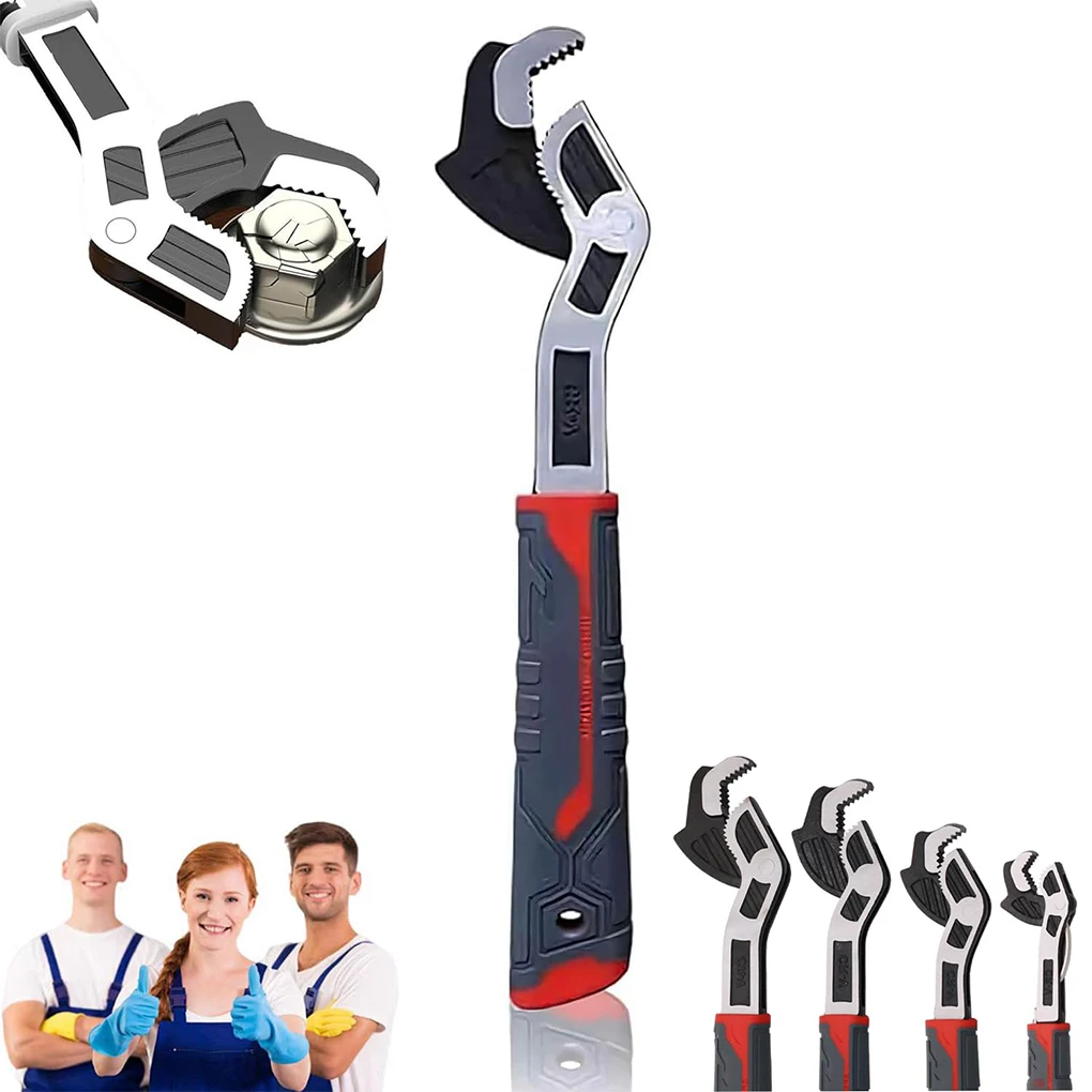 Multi-function Adjustable Wrench Random Red and Silvery Color 6”/8”/10”/12”Pipe Wrench Jaw Open for Car Bicycle Plumbing Repairs