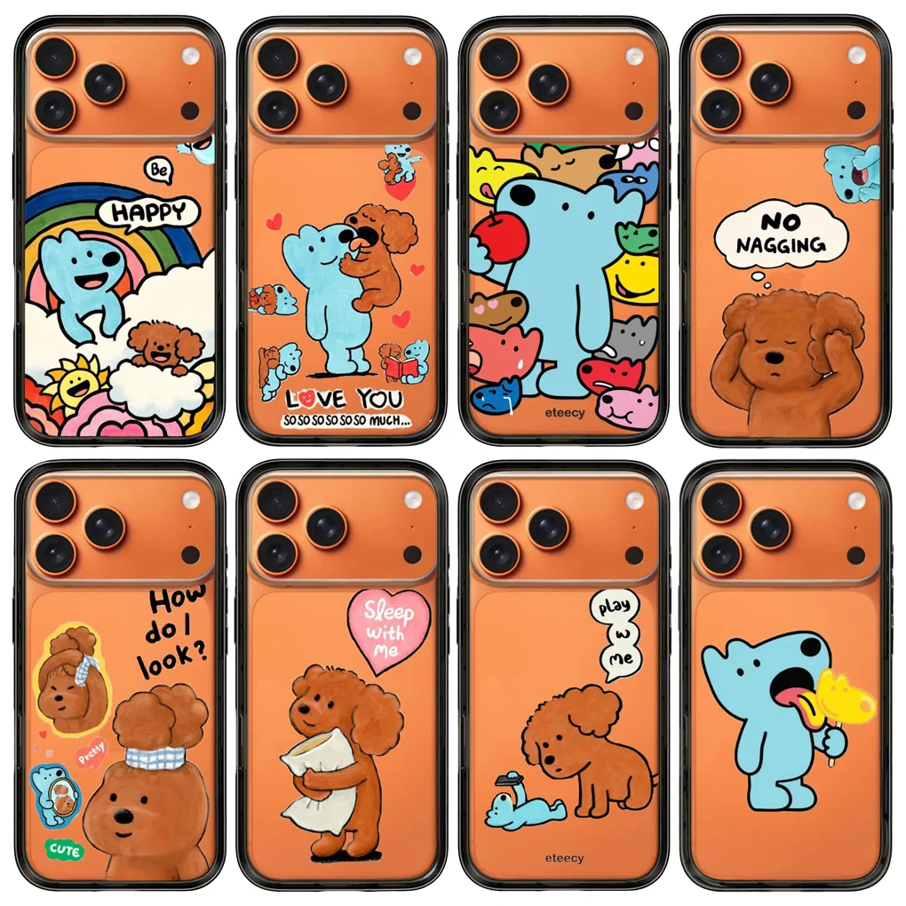 

Cartoon Blue Bear New Type Acrylic Black Border Phone Cover for IPhone 13 14 15 16 17 Pro Max Case for IPhone 17