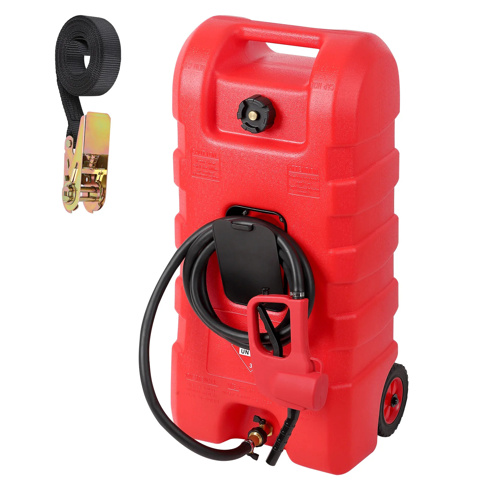 15 Gallon Fuel Caddy, Portable Gas Can Fuel Tank Container with Fluid Transfer Siphon Pump and 10ft.  Diesel Storage Can