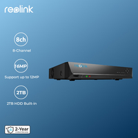 Reolink 4K 8CH Human/Car Detecion NVR for 4MP/5MP/12MP/16MP IP Security Camera H.265 Format 24/7 Recording NVR 2TB HDD Built-in