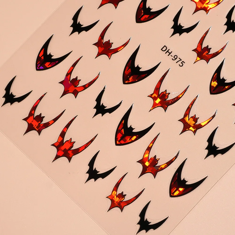 1/5 قطعة الخفافيش مسمار ملصقات ثلاثية الأبعاد شقة القوطية نمط مسمار الفن أعواد تزيين النساء DIY بها بنفسك ذاتية اللصق مانيكير الديكور الشارات