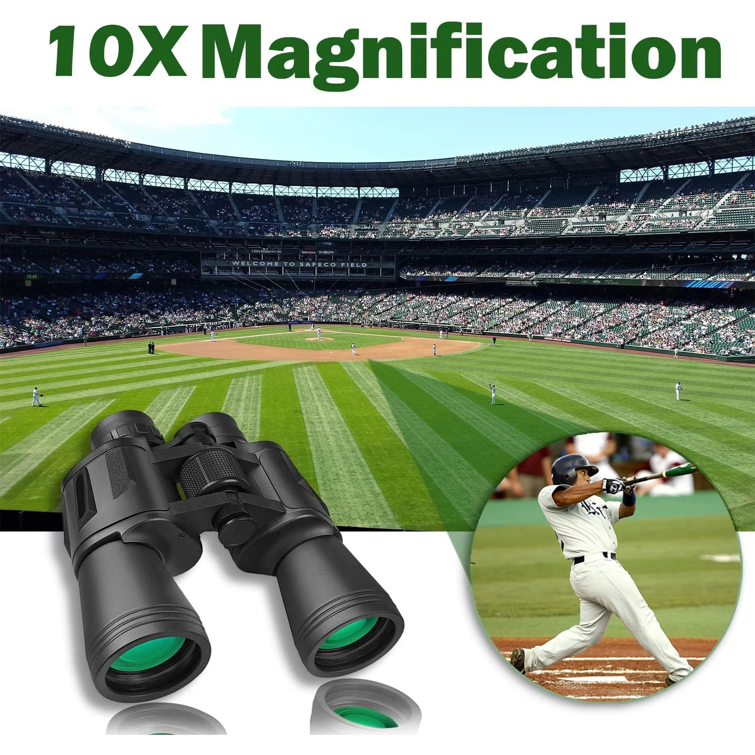 Binoculars 10x50 Telescope FMC Coating Bak4 Prism IPX4 Waterproof Portable For Concert Bird Watching Hunting Camping Hiking