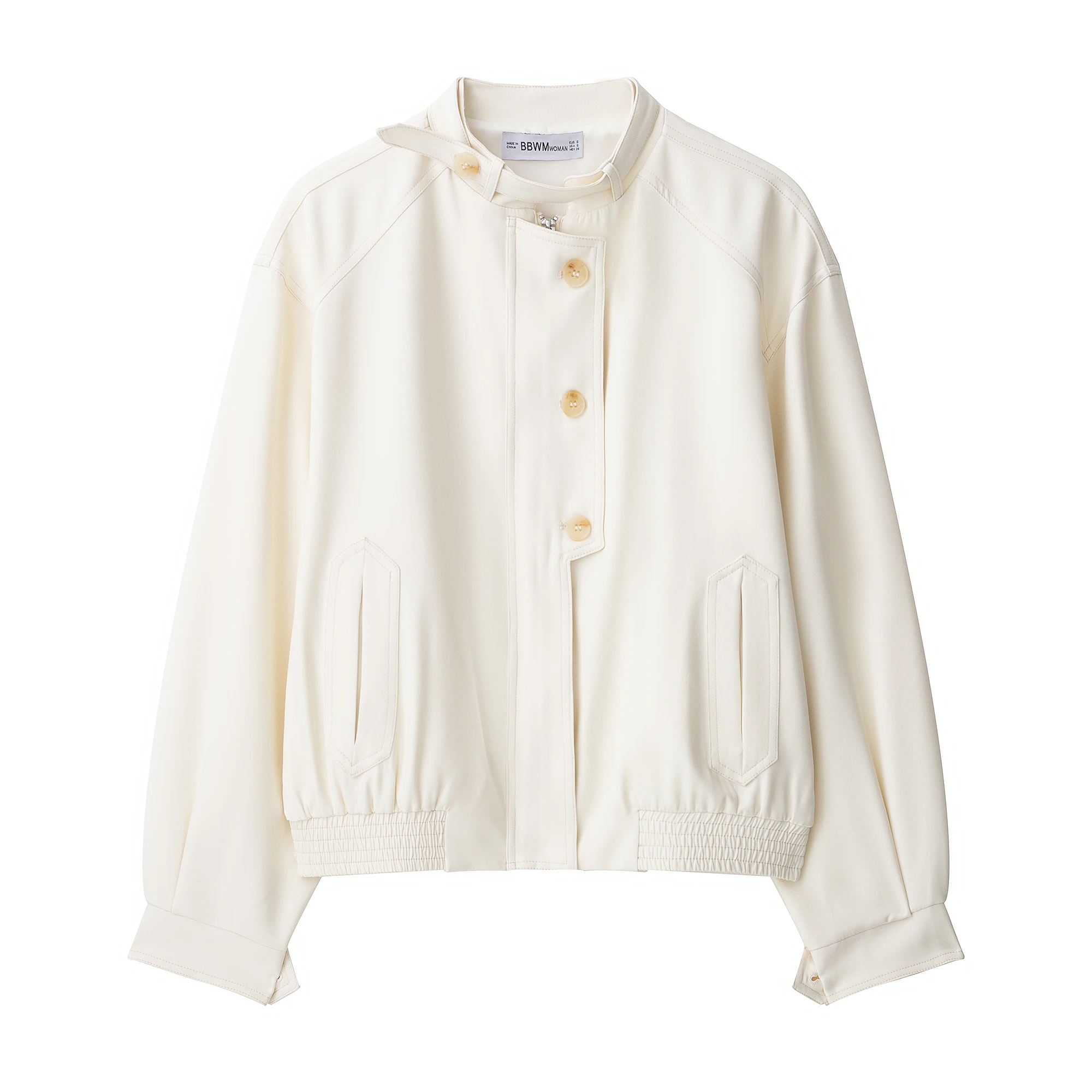 

Women's clothing autumn new products simple and versatile casual and fashionable Chinese solid color texture button jacket
