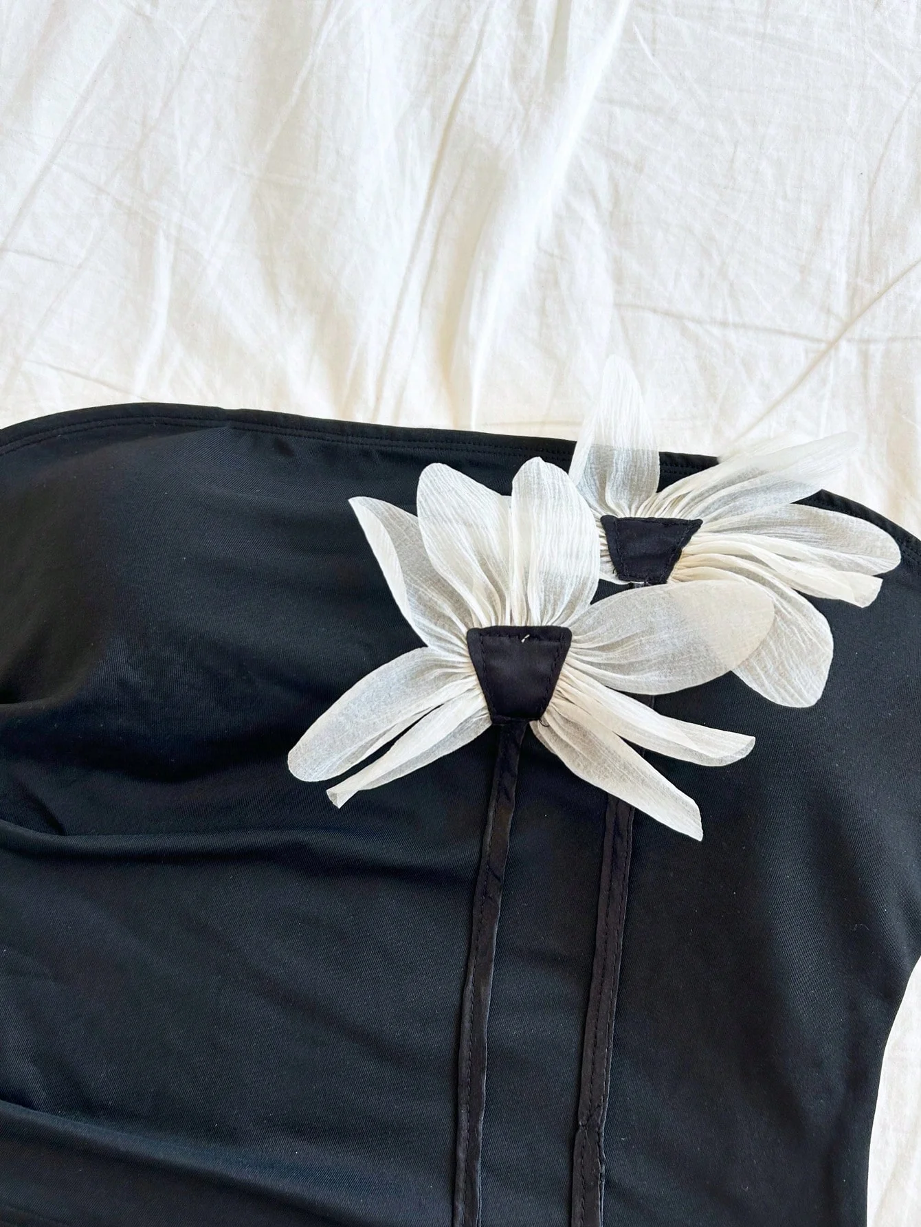 عطلة الربيع والصيف بدون حمالات الخصر الجانبي مطوي ثلاثي الأبعاد لتحديد المواقع الأزهار التخسيس المرأة #4