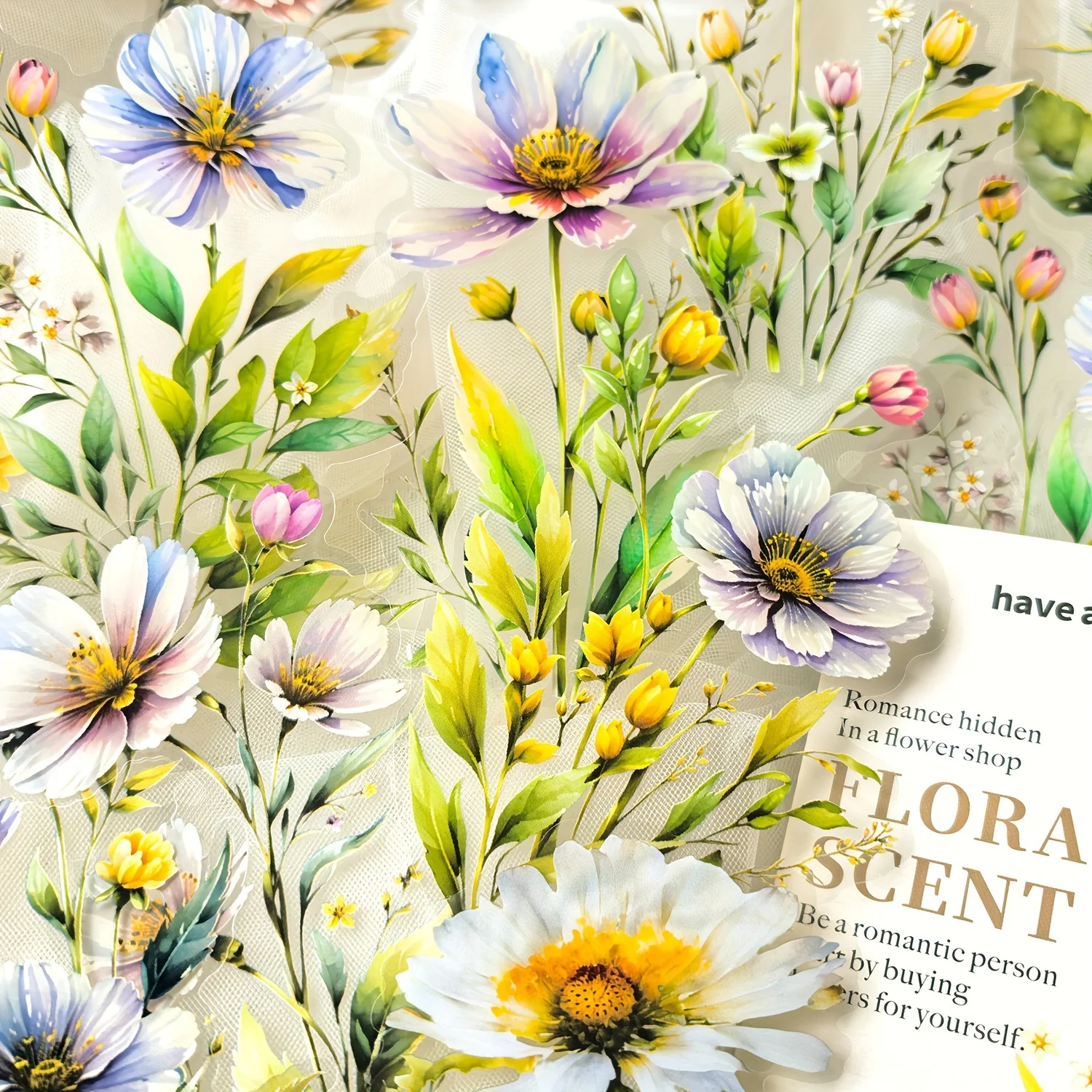 20 sheets Aesthetic Colorful Flower Sticker Pack Fresh Plant Hand School Account DIY Material Decorative Stationery Stickers