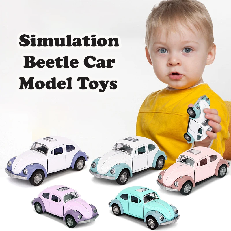 Escala 1:36 simulação besouro modelo de carro engraçado puxar para trás liga clássico carro brinquedos brinquedo das crianças decoração para casa meninos brinquedo coleção presente