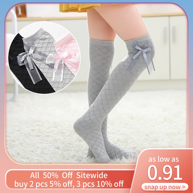 

Summer Kids Stockings Mesh Infant Anti-mosquito Long Socks Solid Children Girl Knee High Sock Cotton Breathable Baby Sokken Sox