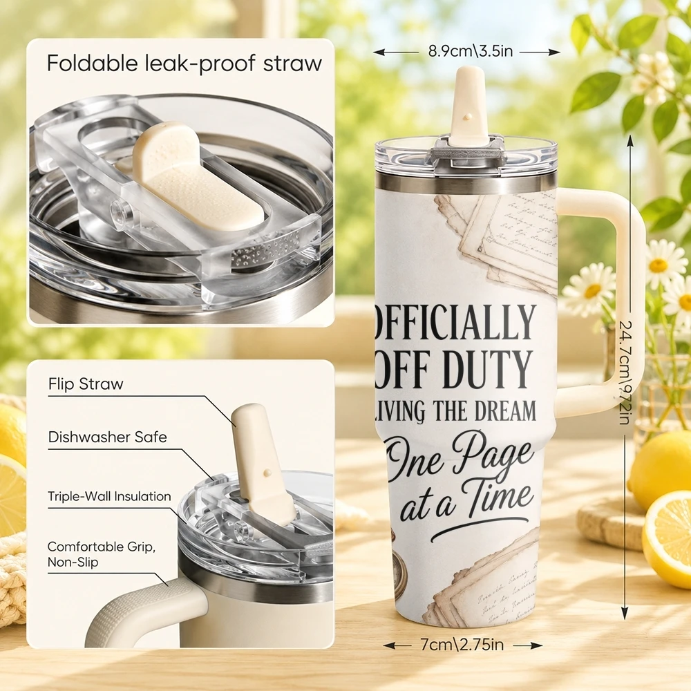 Retirement Chapter Vacuum Flasks 40oz Stainless Steel Tumbler with Handle Straw Lid Vacuum Insulated Double Wall Leak Proof