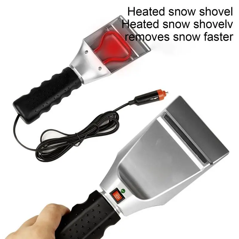 Heated Snow Scraper For Car Snow Ice Scraper Anti Slip Handle Multipurpose Portable Fast Heating 12V Heated Windshield Scraper