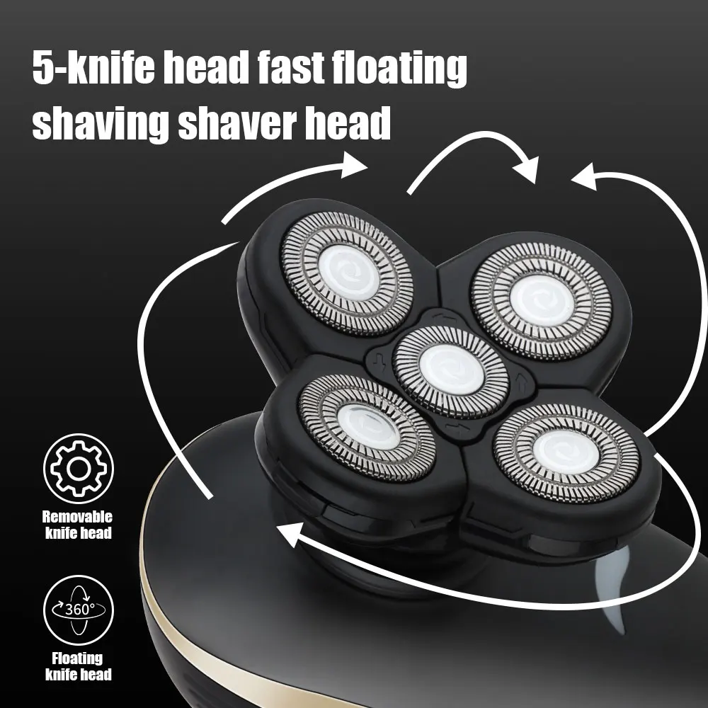 Men's Electric Beard Shaver 4D Hair Trimmer Floating Head Razor Rechargeable Shaving Machine Beard Grooming KIt Washable