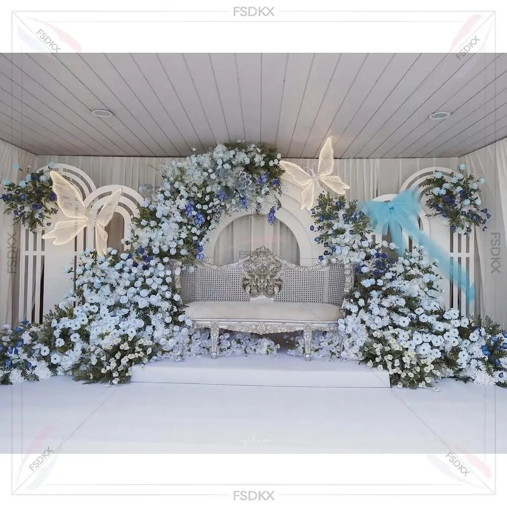 Creative Design Event Backdrop Decoration Custom Carved Pattern Wedding Arch Ripple Backdrop Stand