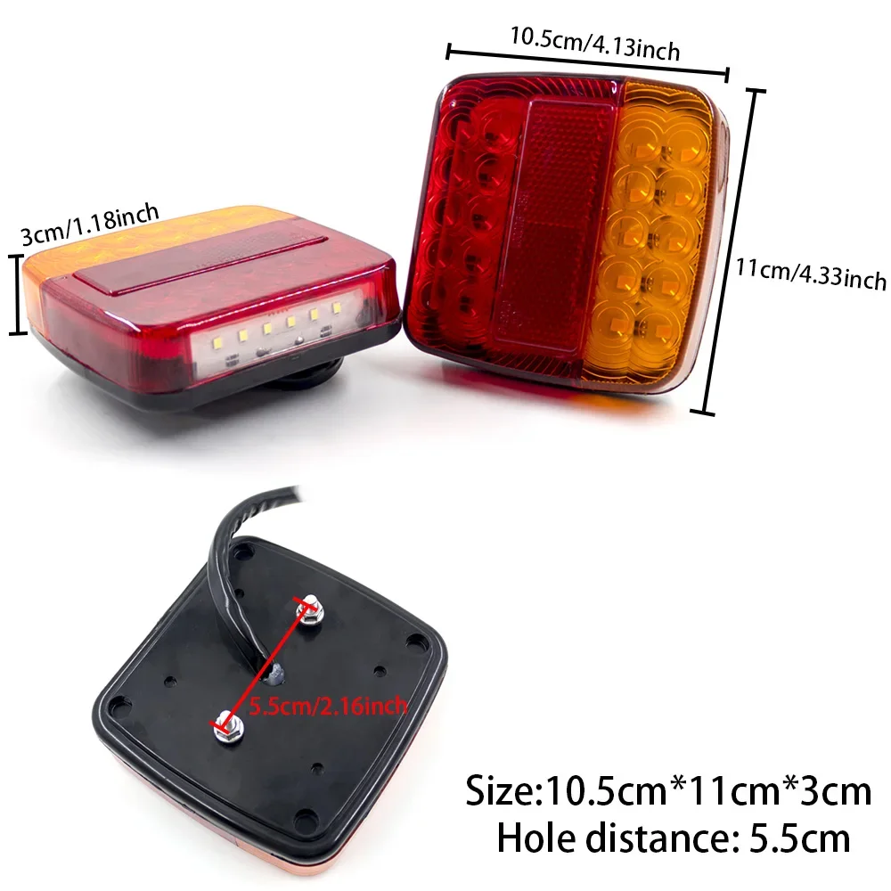 Uniwersalny zestaw 12V 16 LED tylnych świateł holowniczych do przyczepy, kabel 10m, 7-pinowe światło stop, tarcza, oświetlenie tablicy rejestracyjnej, wodoodporne światła