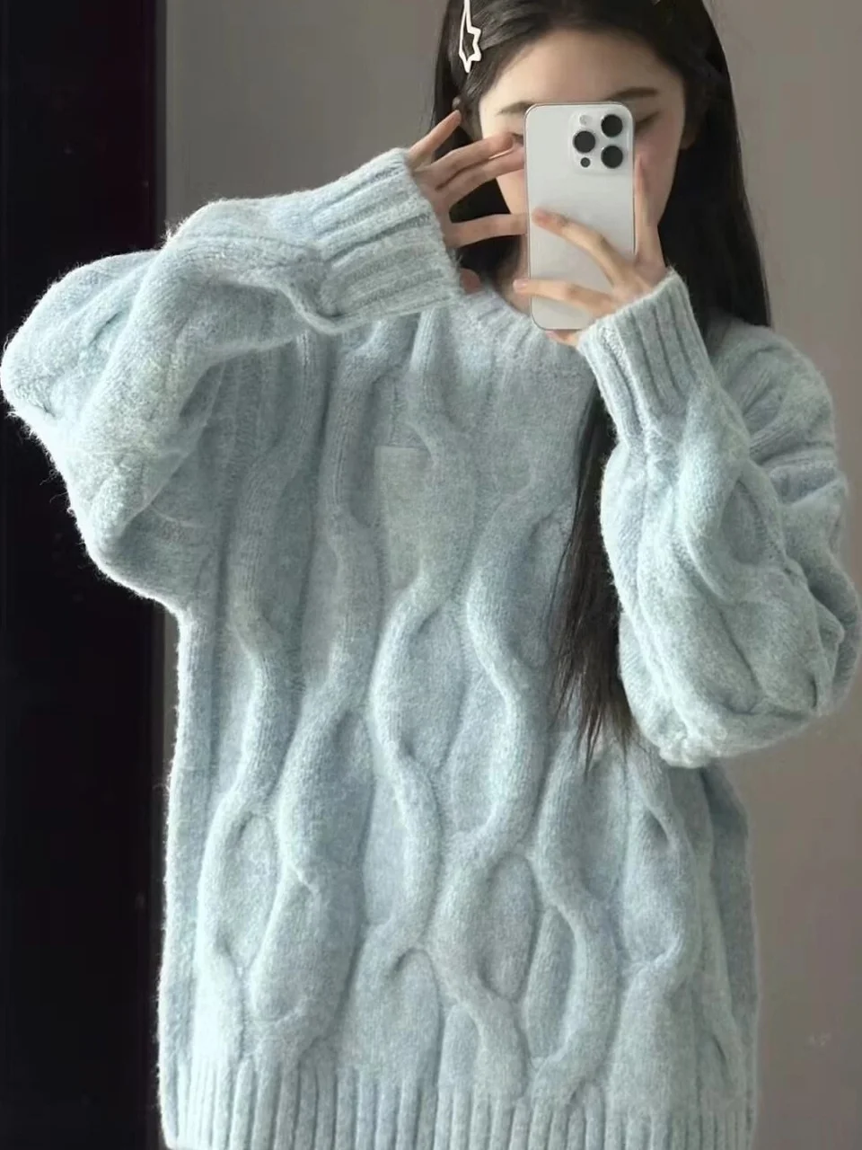 

Korean Sle Thiened Loose Women's Knitted Sweater round Ne Pullover Soft Cozy Autumn Winter Outerwear Lazy Faion