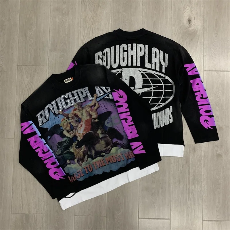 Black Hip Hop Rough Mens Tshirts Latest Trendy Brand Hot Diamond Casual Pullovers
