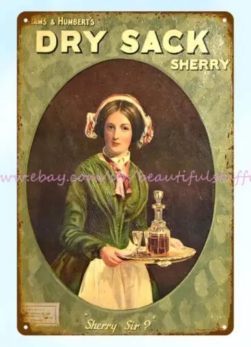 WILLIAMS & HULBERTS DRY SACK SHERRY metal tin sign contemporary wall decor