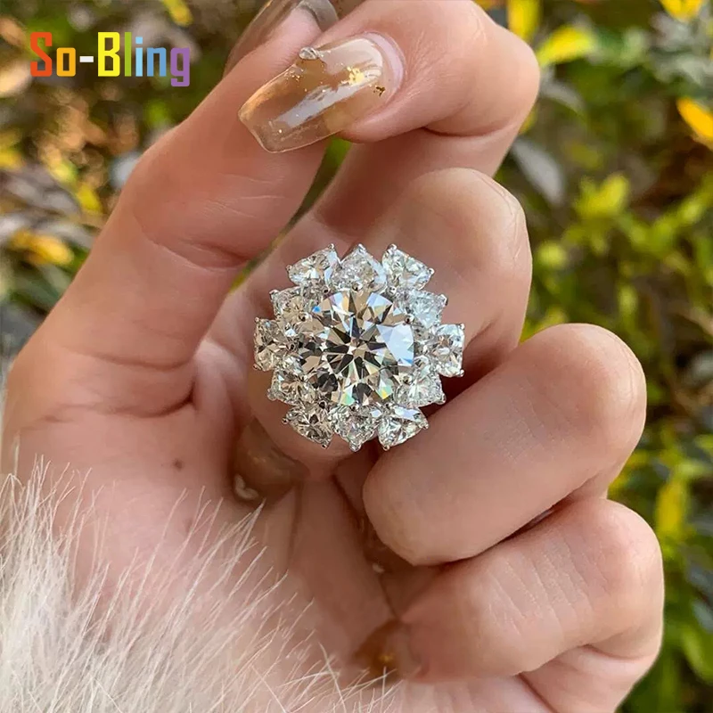 So-Bling 925 فضة خواتم 5ct مويسانيتي الدائري مع شهادة Gra للنساء أنيقة غرامة هدية مجوهرات الحفلات #4