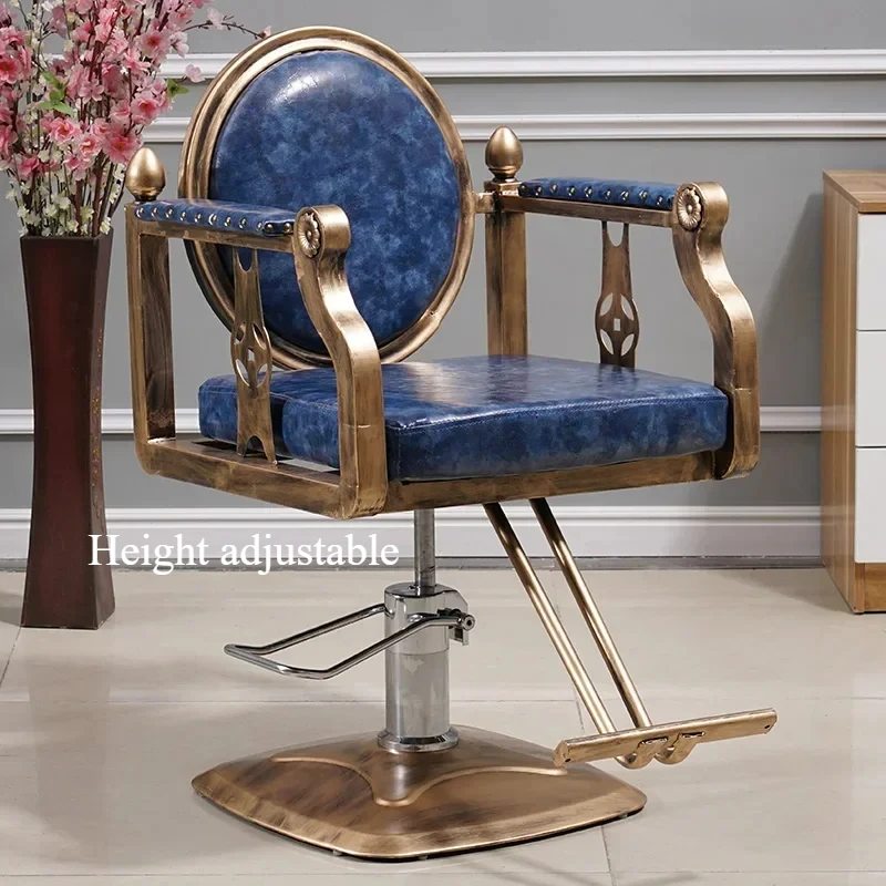 Professional Vintage Barber Chair Aesthetic Armchair Metal  Barber Chairs Hairdressing Sillon Barbero Peluqueria Salon Furniture