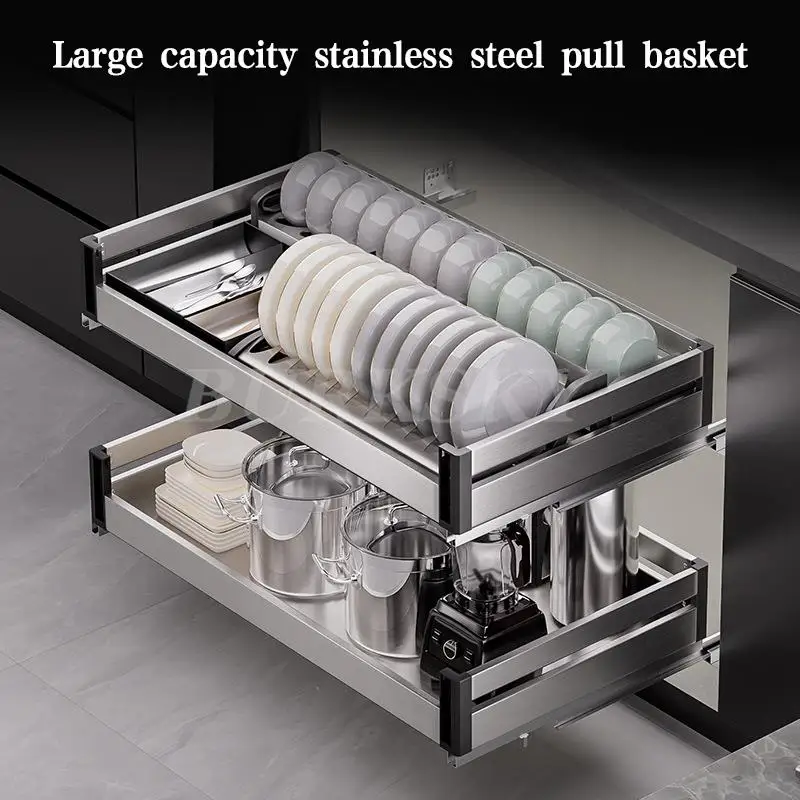 Kitchen Cabinet Storage Dishes Chopsticks Pulling Baskets Drawer Type Dishes Chopsticks Dishes&Bowl Pull-out Baskets   Shelf