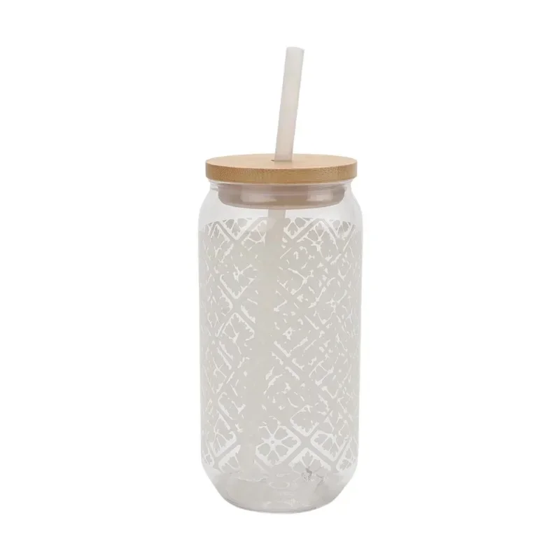 by Becky G. & Alejandra 20-Ounce Acrylic Can Shape Tumbler, White Tile Pattern