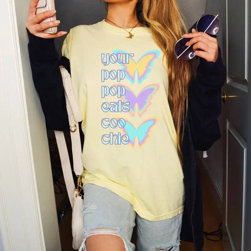 

Футболка большого размера Your Pop Eats Coochie Offensive Inappropriate Y2K Harajuku Downtown Girl Gen Z Comfortcolors Tee