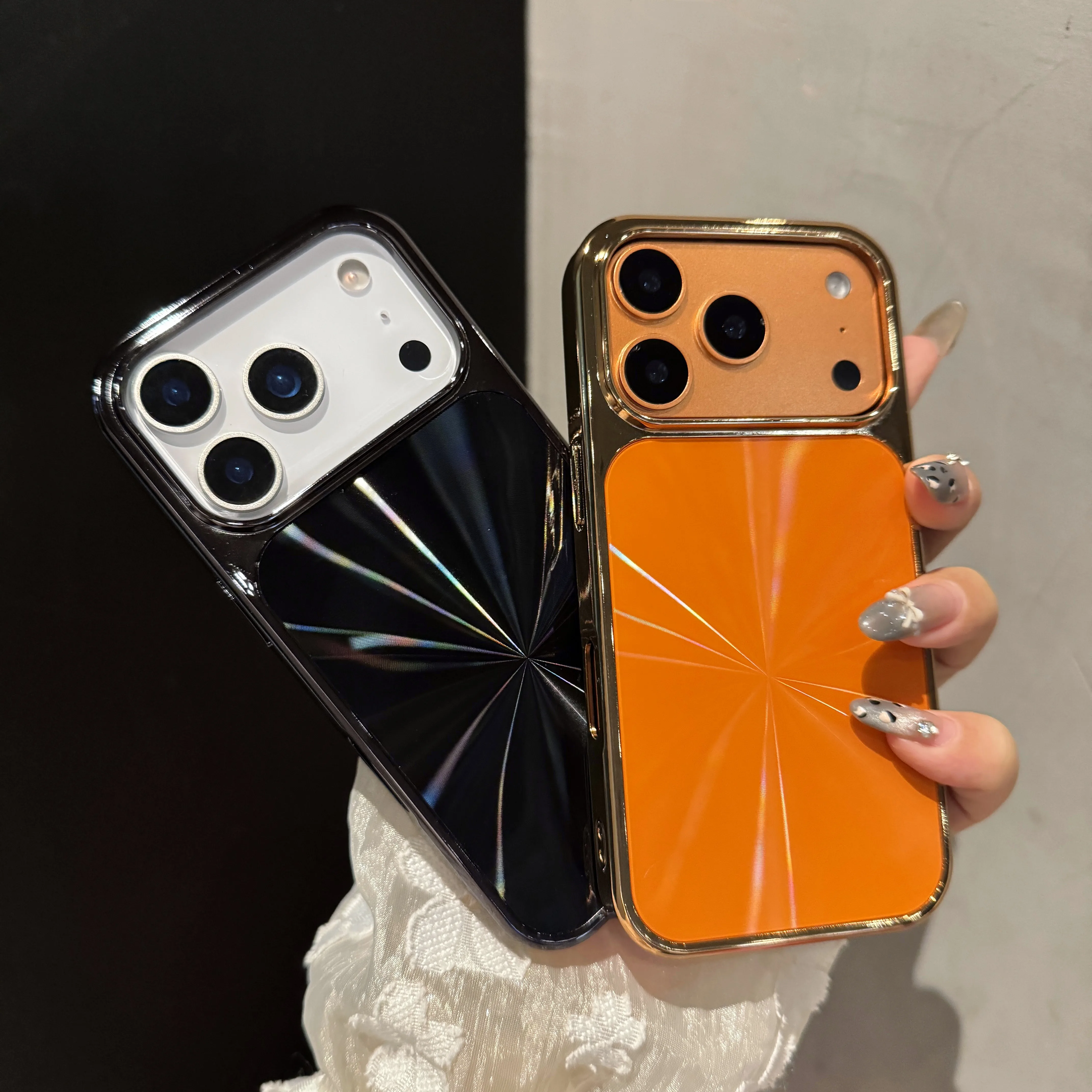 Luxury Electroplated Large Windows Hole CDW Phone case for iPhone 17 Air 16 15 14 Plus 13 12 ProMax Shockproof Bumper Back Cover