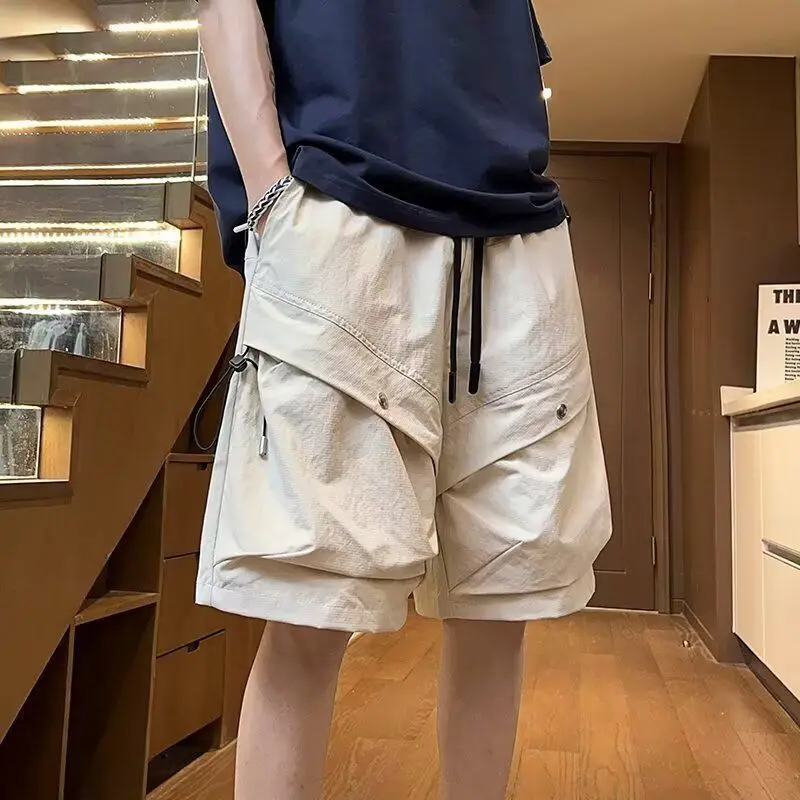 

Men's Summer Cargo Shorts Lightweight Breathable Loose Casual Shorts American Style High Street Multi Pocket Drawstring Shorts