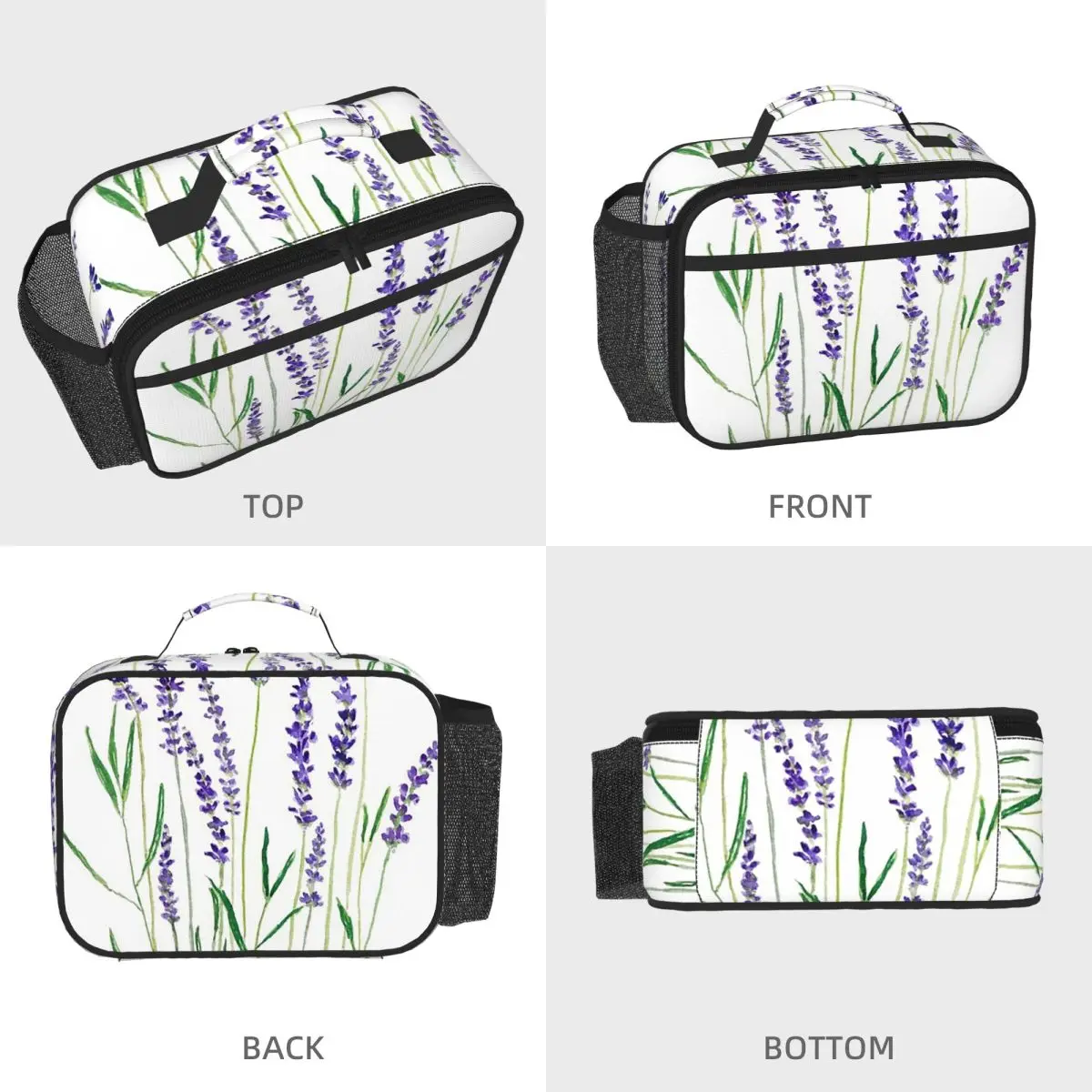 Hand Painted Purple Lavender Insulated Lunch Bag for Kids School Cooler Thermal Food Box Tote Portable Lunch Boxes Container