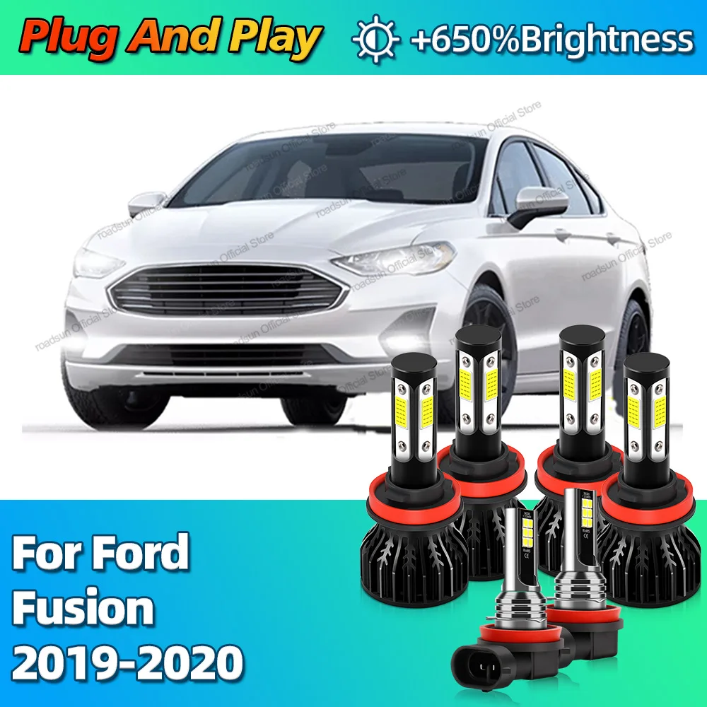 

2/6Pcs 180W Car Headlight HB3 H11 Auto LED Lamp Fog Light Bulb H8 6000K For Ford Fusion 2019 2020 Headlamp High Power
