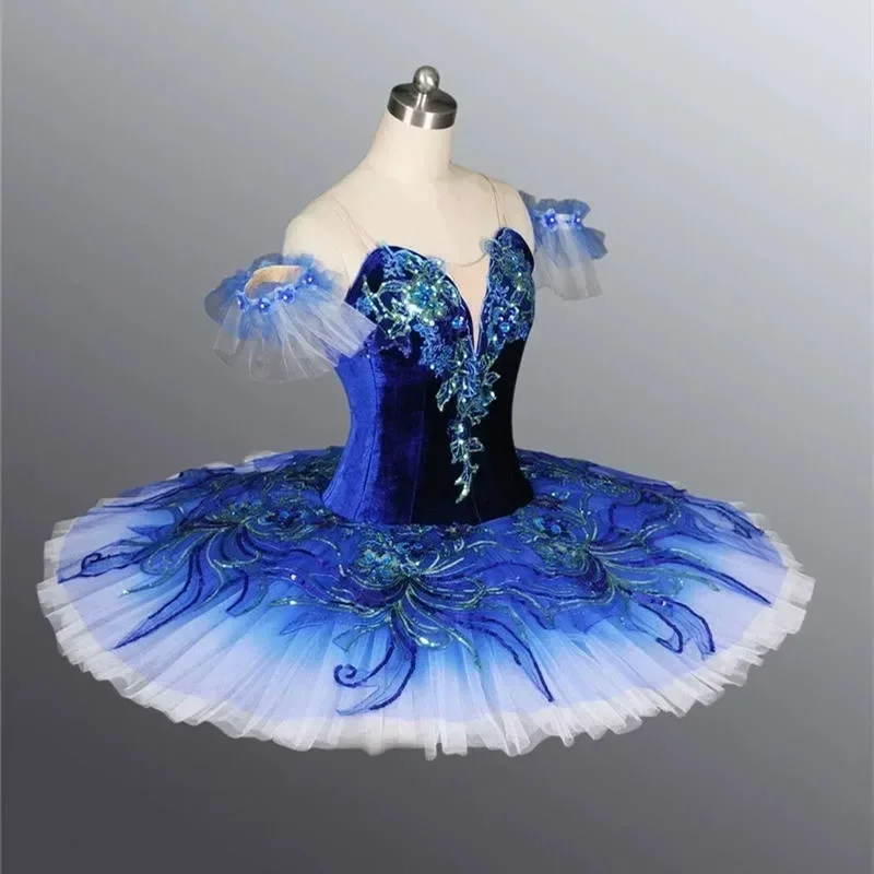 New Ballet Competiton Tutu Skirt Royal Blue Bird Grad Professional Women Pink Classical Pancake Tutu Purple Costume Dress