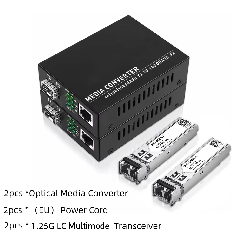 ZoeRax Gigabit SFP zu RJ45 Medienkonverter 1,25G LC Multimode-Glasfaser-Transceiver Kompatibel mit Cisco/TP-Link/Anderen Marken