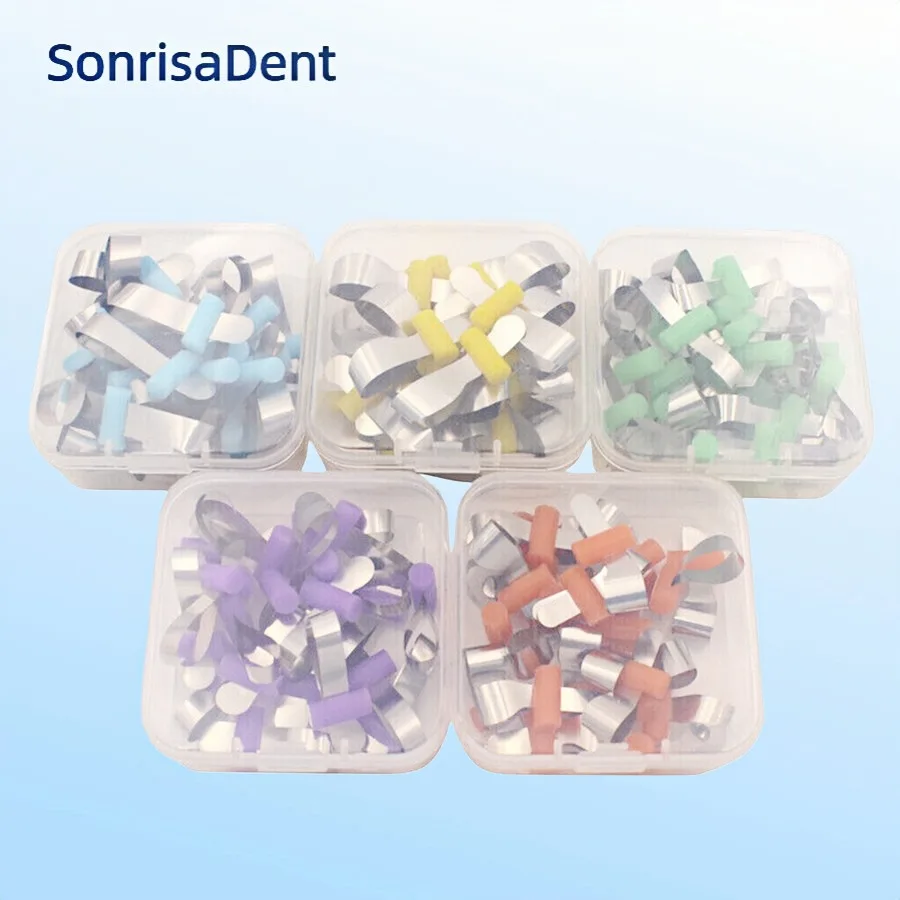 50pcs/Box Dental Orthodontic Forming Sheet Sectional Contoured Metal Matrices with Positioning for Dentist Adult/Children