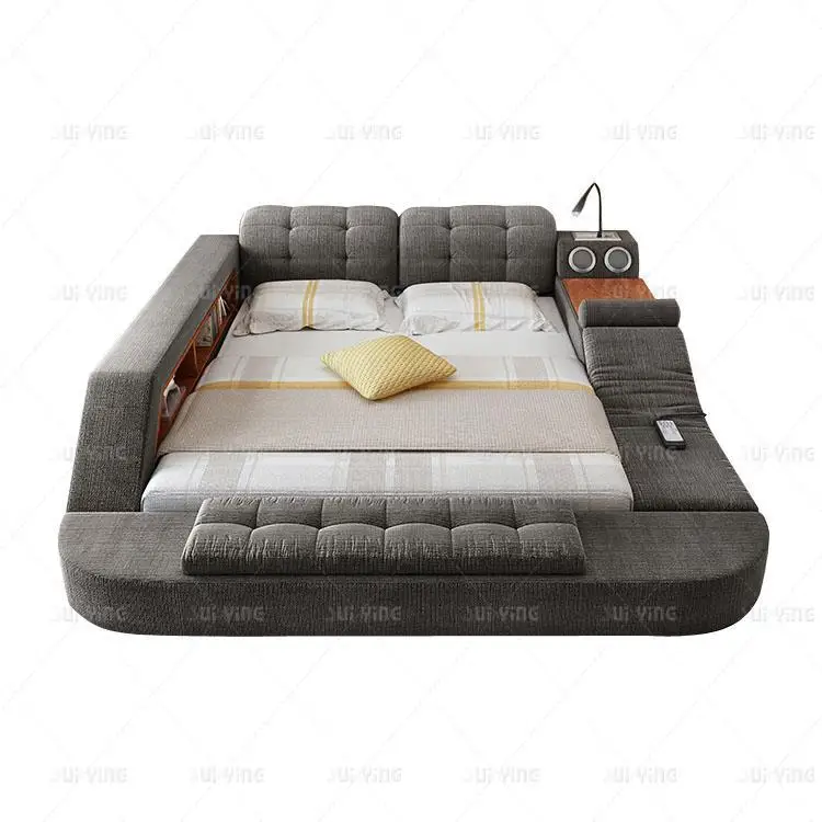 

Bedroom Large Bed Modern Simple Light Luxury New Intelligent Massage Double Leather Bed Multi-functional Wedding Bed