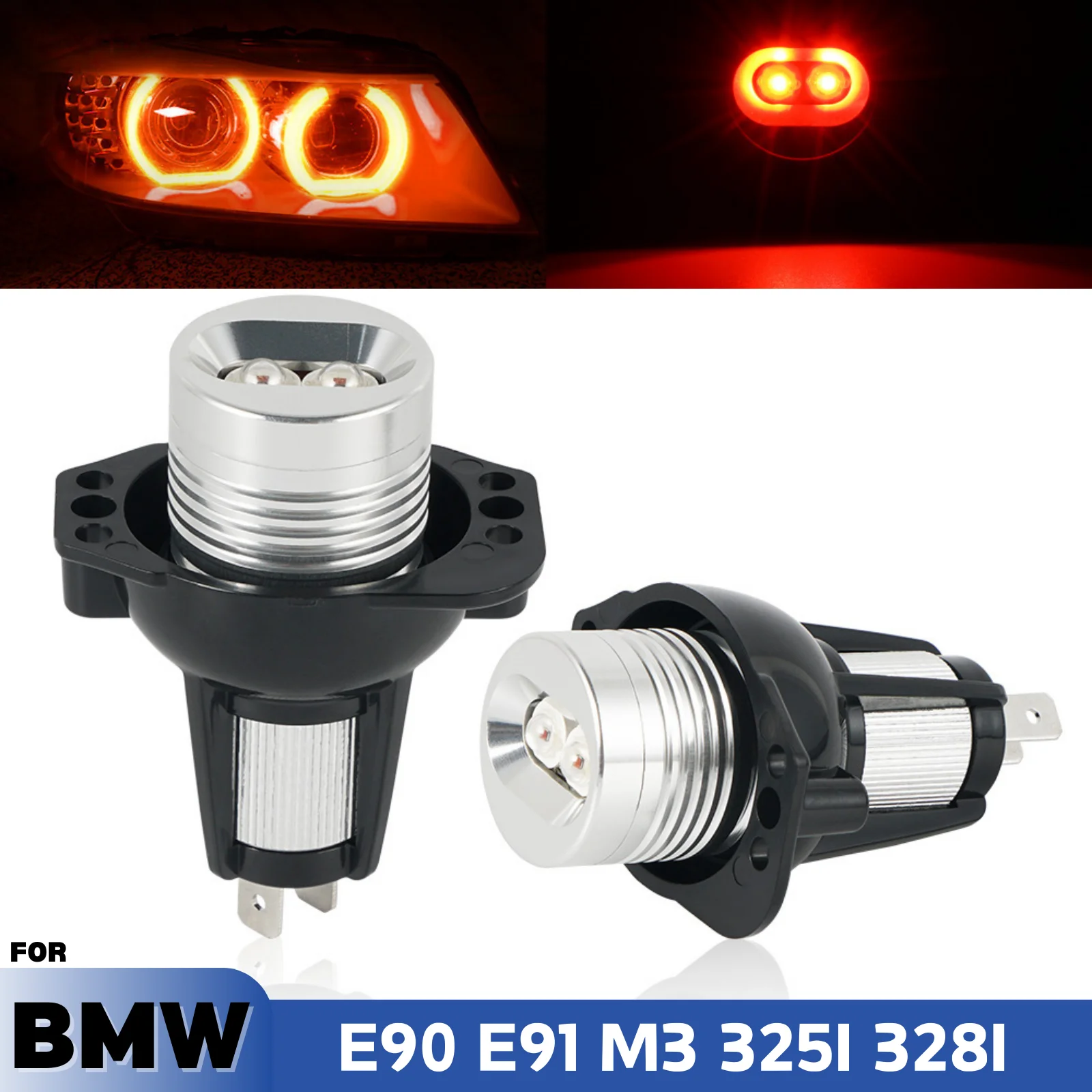 

2PCS 20W LED Angel Eye Daytime Running Lights Bulb CANBUS No Error for BMW E90 E91 325i 325xi 328i 328xi 335i 335xi M3 Red Light