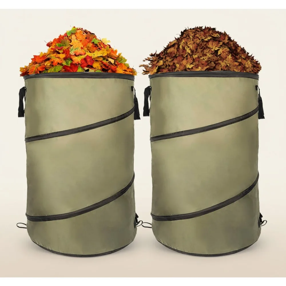 

Collapsible Pop-Up Trash Can 30 Gallon Leaf Bag for Lawn Garden Camping Outdoor Waste Bin with Handle (2 Pack)