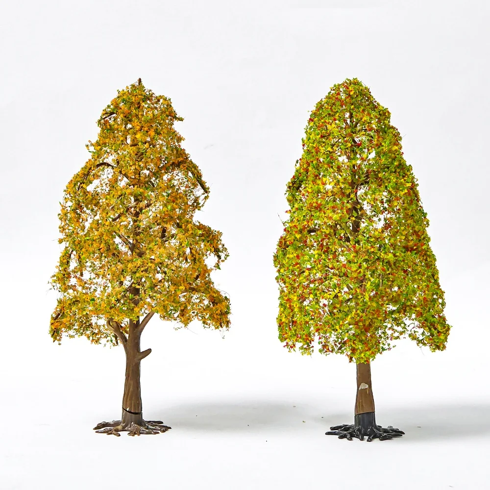 20 Stück Herbst-Miniatur-Landschaftsbäume mit abnehmbarem Sockelmodell für Dioramen und Modelleisenbahnanlagen – Detail 9